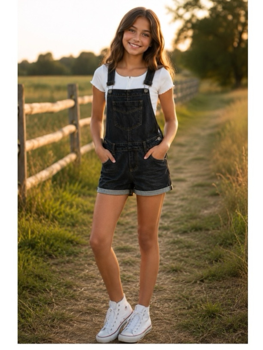 Denim Short Overall Romper Juniors 3 Western